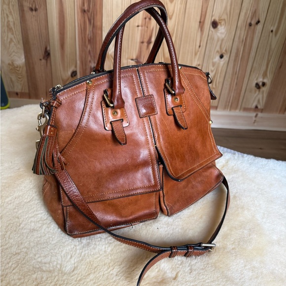 Dooney & Bourke Handbags - Dooney & Bourke Leather florentine/diaper bag/Handbag purse cognac brown